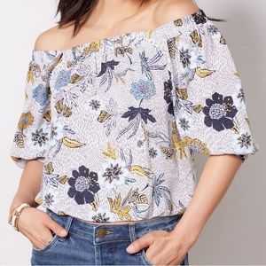 Evereve Floral Off-Shoulder Blouse - Blue, Yellow, Black